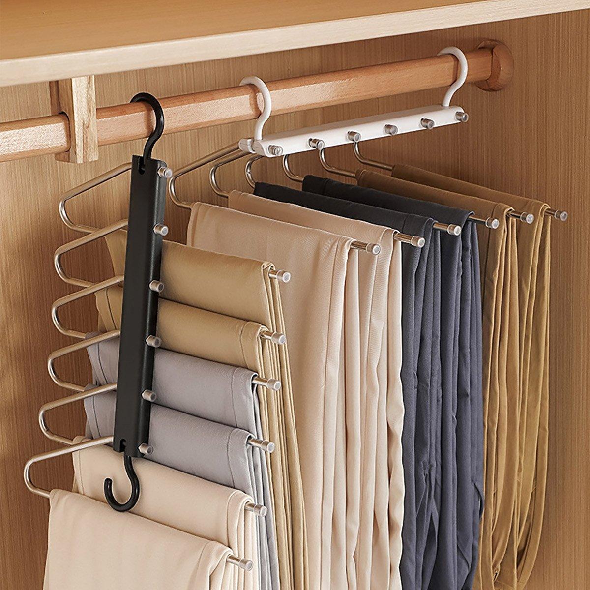 Folding Stainless Steel Pants Rack with Anti-Slip Coating - White - view 5