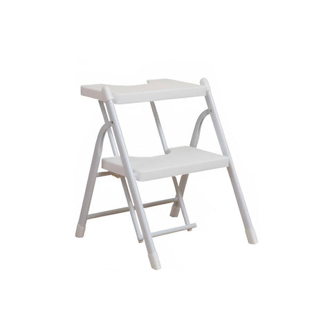 Folding Step Stool with Non-Slip Pedals 150 kg Capacity - 2 Layer White