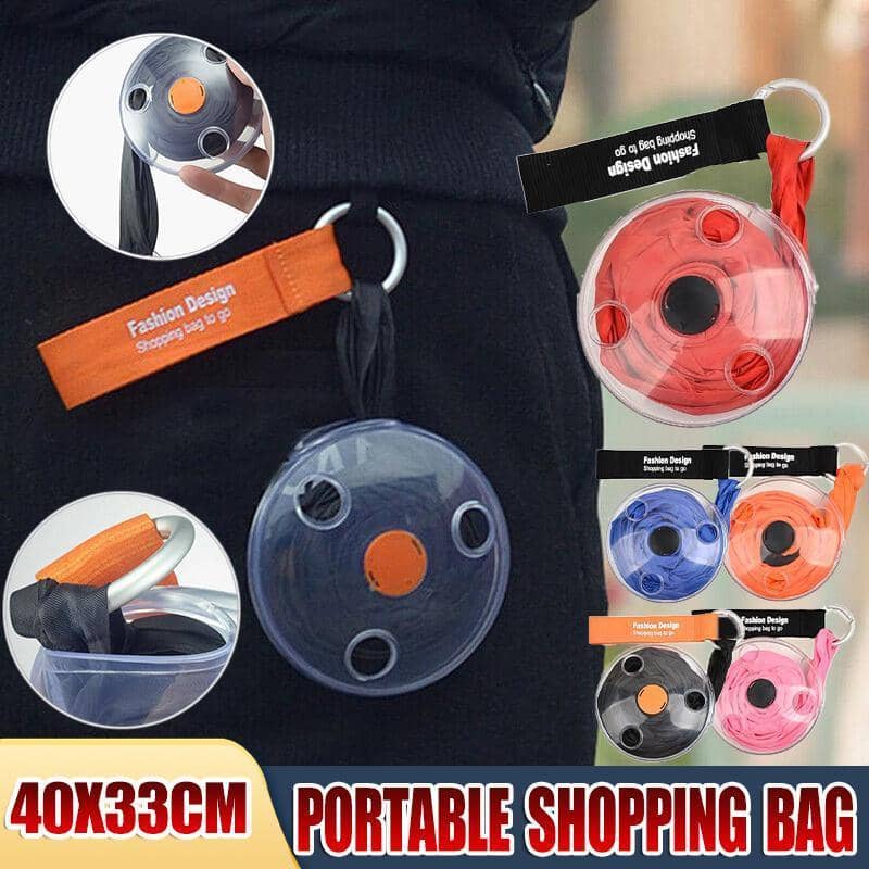 Folding Telescopic Shopping Bag with Round Carry Case - Red - view 2