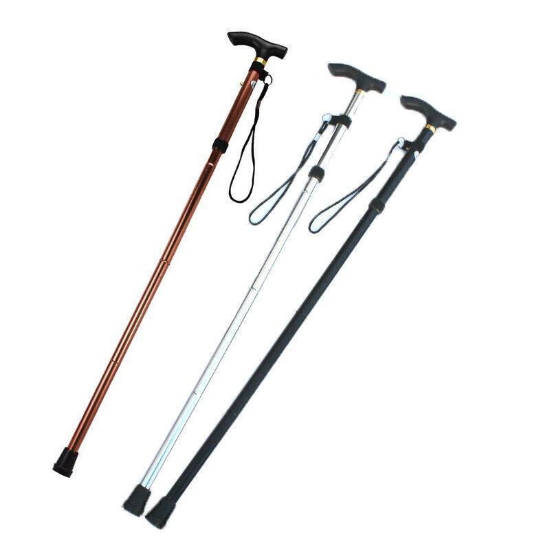 Folding Walking Stick Travel Cane Adjustable Height 82 to 92cm Aluminium - Brown - view 3