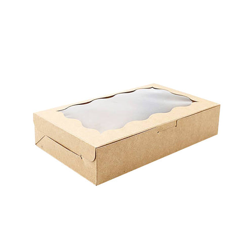 Food-Grade Kraft Paper Cake Boxes with Clear Window, Pack of 50 - Kraft