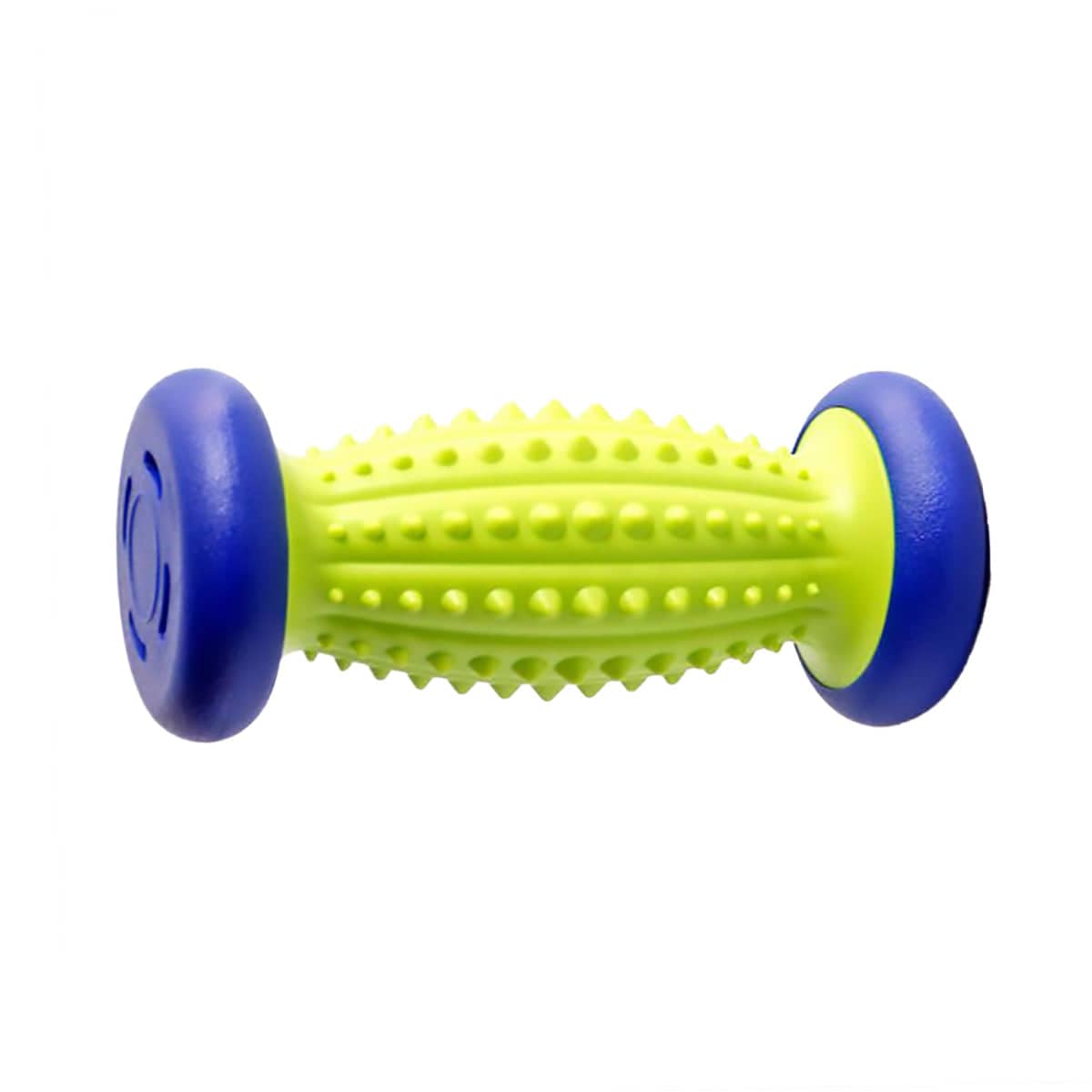 Foot Massage Roller with Raised Studs and Wheels - Lime Green and Blue