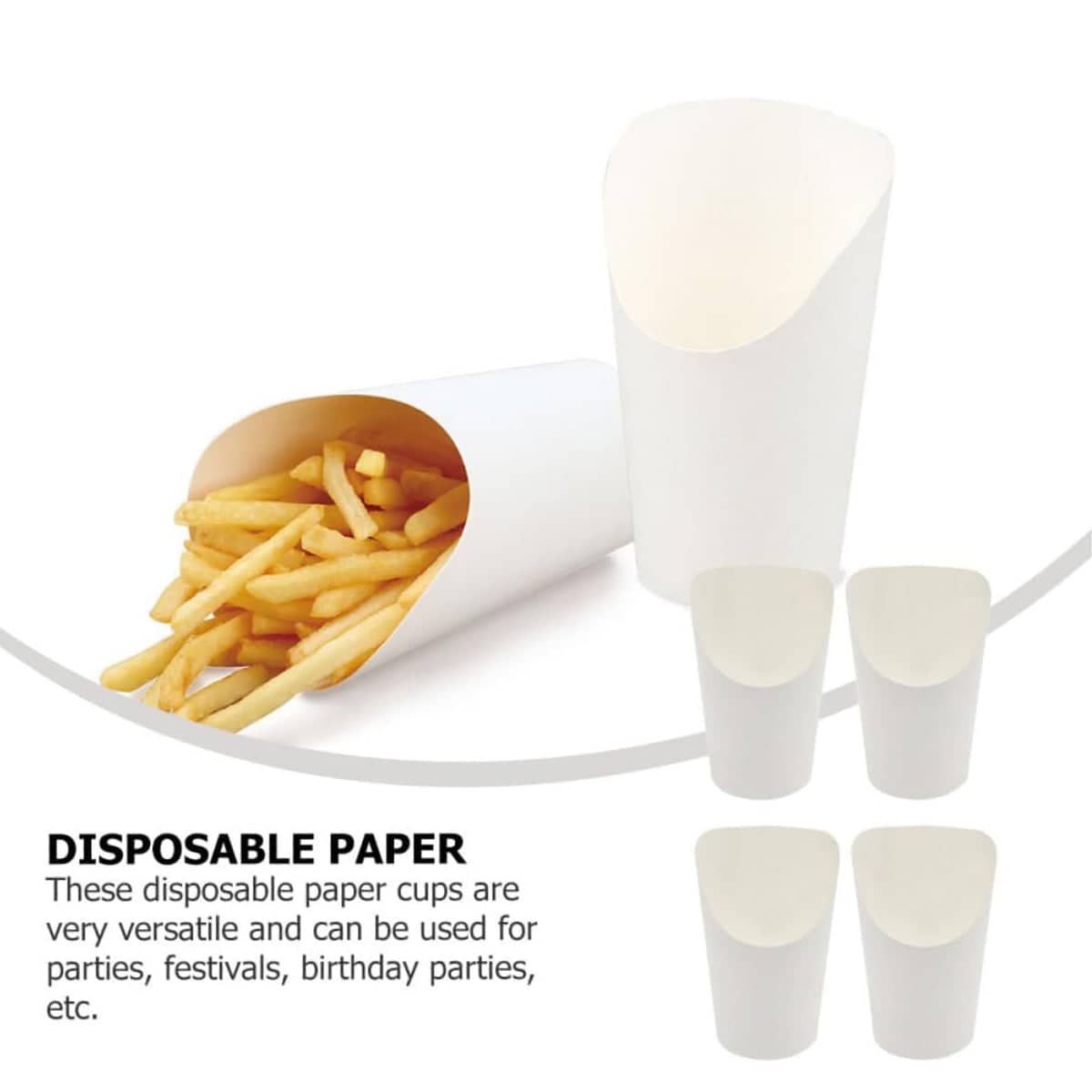 French Fry Paper Cups Food-Safe Oil-Resistant, Pack of 100 - 14 oz - view 5