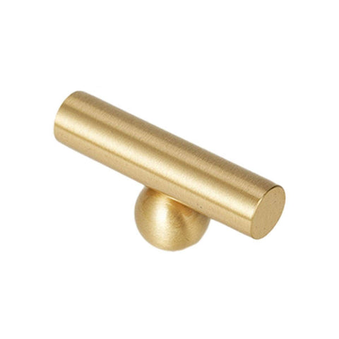 French Modern Brass Cabinet Knob, Single Hole - T-Bar