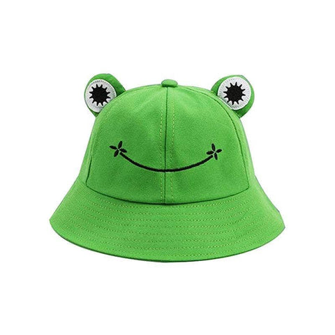 Frog Bucket Hat with Sun-Shading Brim - Green
