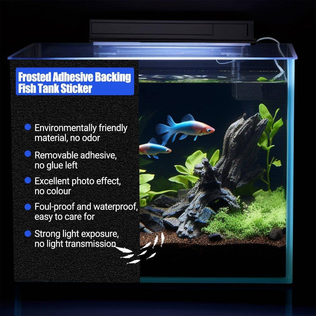Frosted Black Aquarium Background Sticker, 10 Pack - 42 x 60 cm - view 5