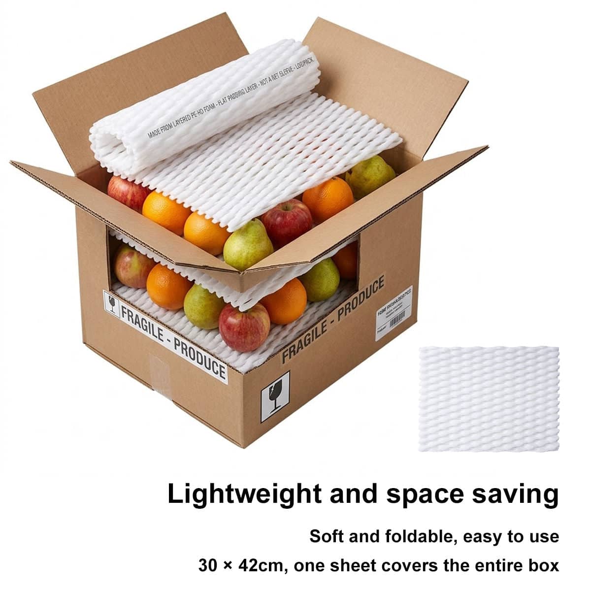 Fruit Protective Foam Mesh Pads, 50 Pack, 30 x 42 cm, White - view 4