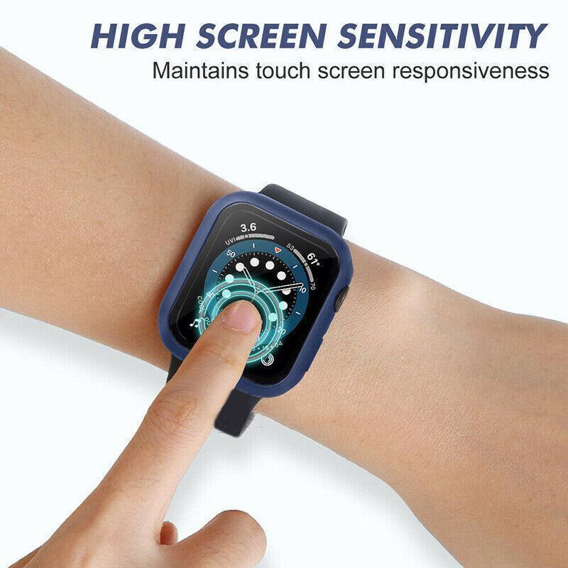 Full Cover Watch Case with Tempered Glass Screen Protector for Apple Watch 40 mm - Navy Blue - view 3