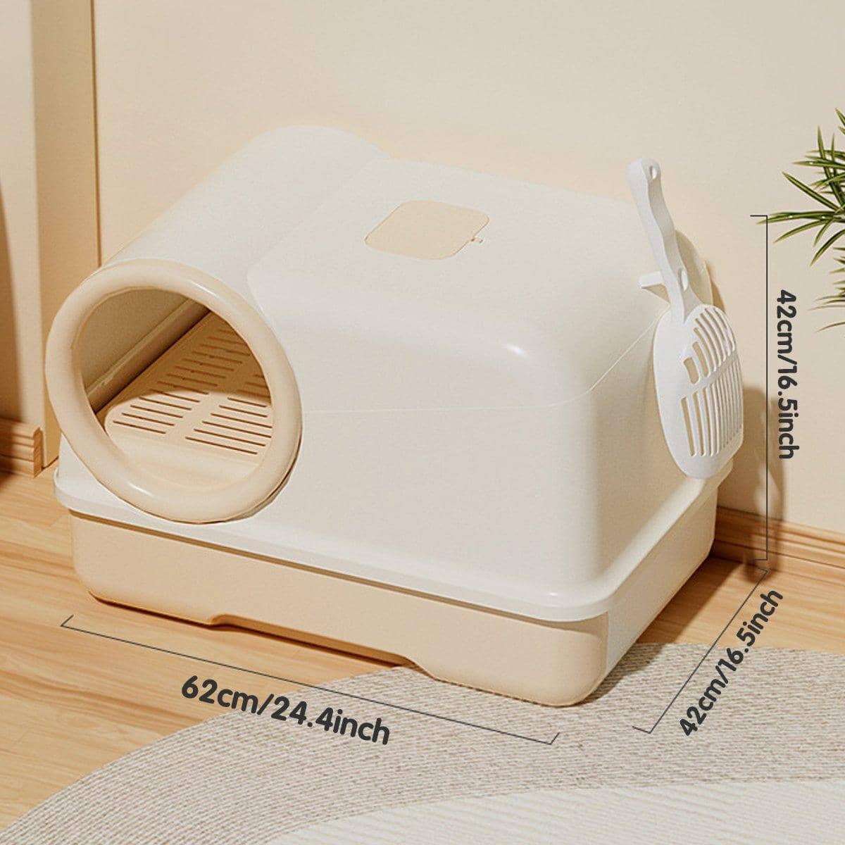 Fully Enclosed Cat Litter Box with Drawer - Yellow - view 4