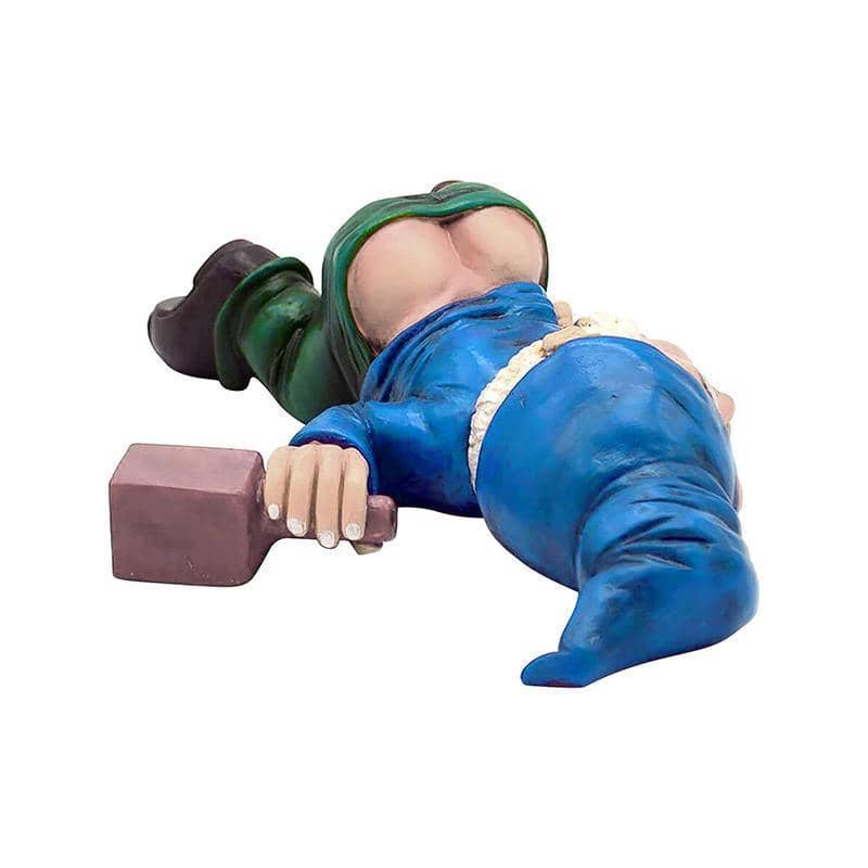 Funny Drunk Dwarf Garden Gnome Statue, Passed Out Yard Ornament - view 5