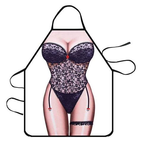 Funny Novelty Kitchen Apron, 60 x 80 cm - Black Lace Lingerie Print