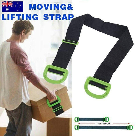 Furniture Moving Strap with Handles, 180 cm, Black and Green