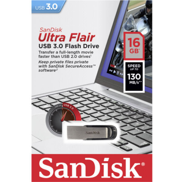 SANDISK 16GB CZ73 ULTRA FLAIR USB 3.0 FLASH DRIVE upto 150MB/s - SuperSaverAU - view 3