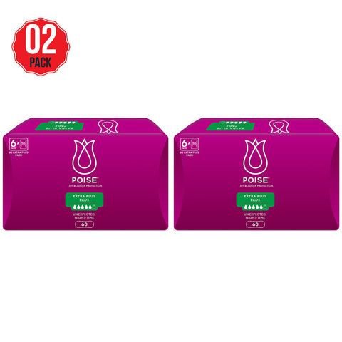 Poise Extra Plus Pads 2 x 60 Pack - SuperSaverAU - view 1