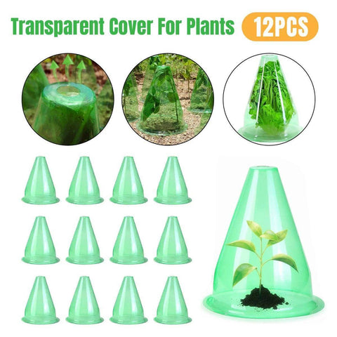 Garden Plant Protector Bell Covers, Clear Green, Pack of 12
