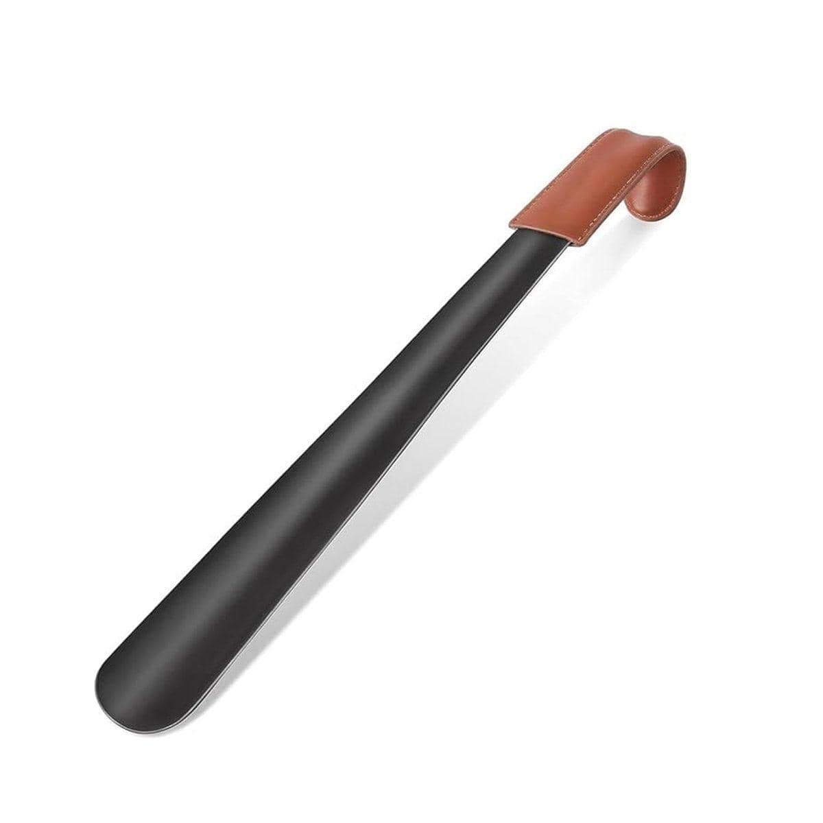 Genuine Leather Shoe Horn 42cm Stainless Steel with Black Metal and Brown Leather Handle - view 2