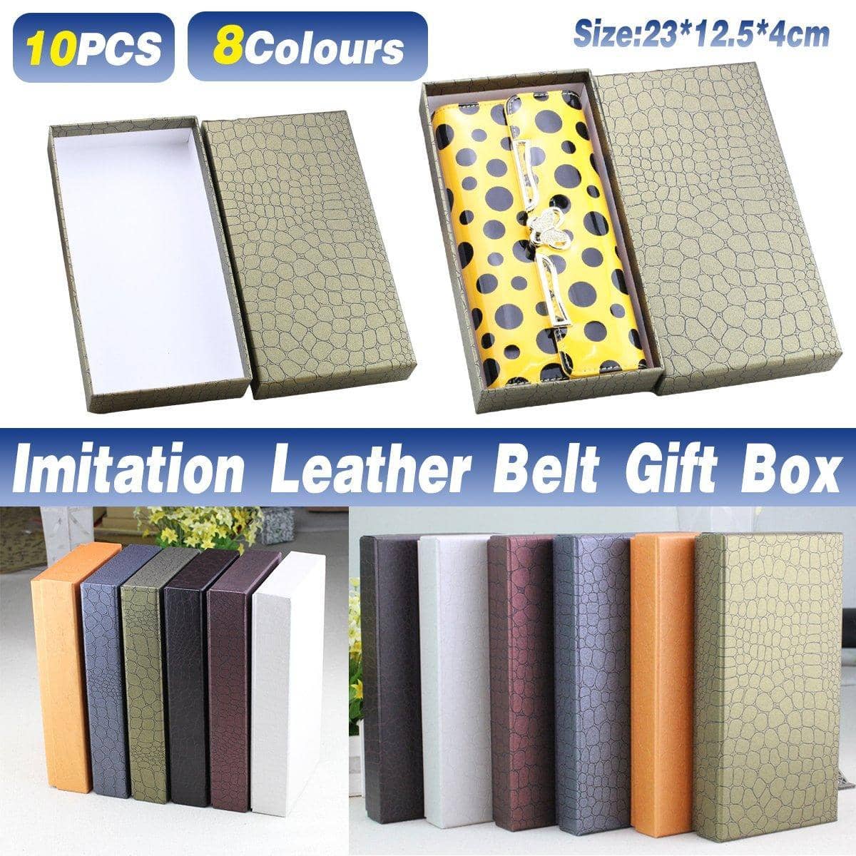 Gift Boxes with Faux Leather Pattern for Wallets and Belts, Pack of 10 - Dark Grey - view 2