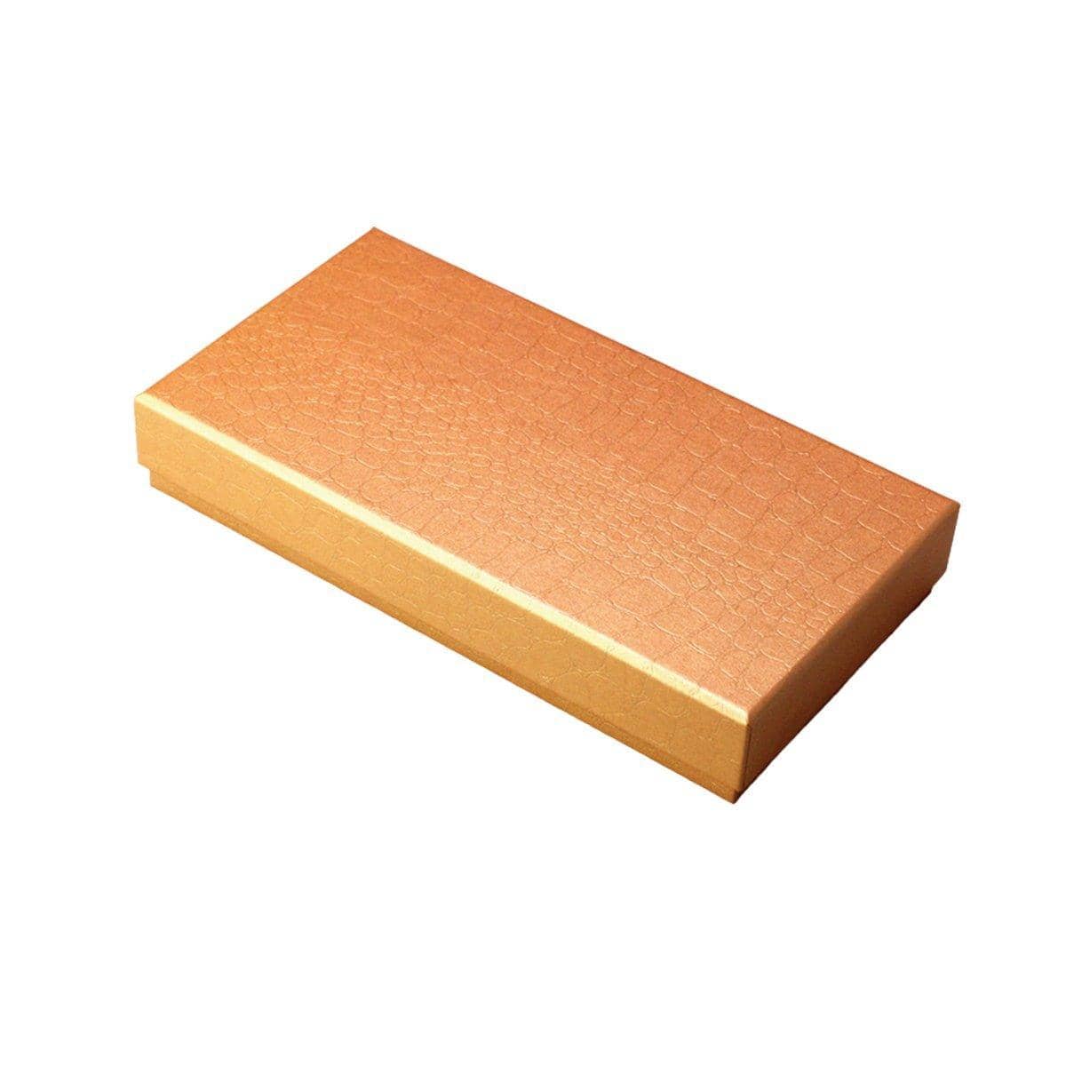 Gift Boxes with Faux Leather Pattern for Wallets and Belts, Pack of 10 - Orange