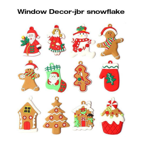 Gingerbread Man Christmas Tree Ornaments Pack of 12 - Snowflake Design
