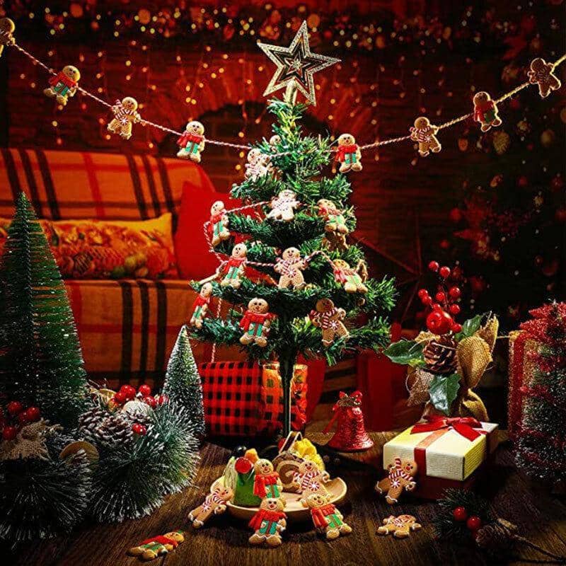 Gingerbread Man Christmas Tree Ornaments Pack of 12 - Window Decor Style 18, Multicolour - view 5