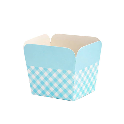 Gingham Cupcake Baking Cups, Heat Resistant Paper Muffin Cases - Blue, Pack of 100