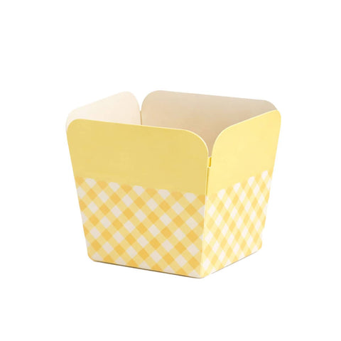 Gingham Cupcake Baking Cups, Heat Resistant Paper Muffin Cases - Yellow, Pack of 100
