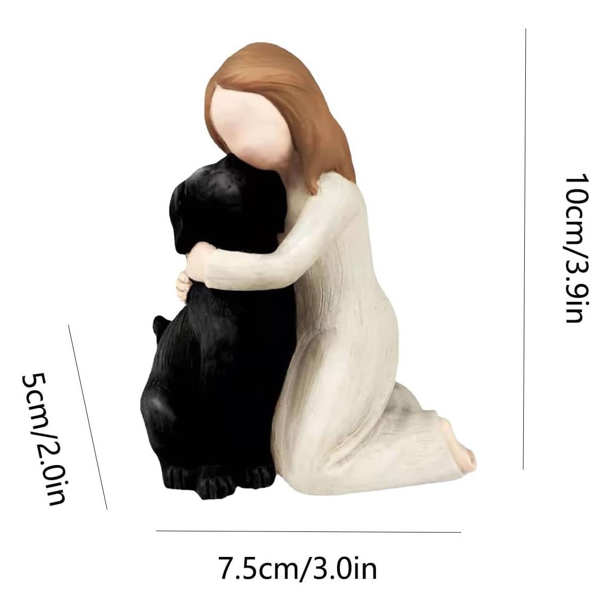 Girl Hugging Dog Ornament Decorative Figurine Resin Home Decoration - Brown - view 4