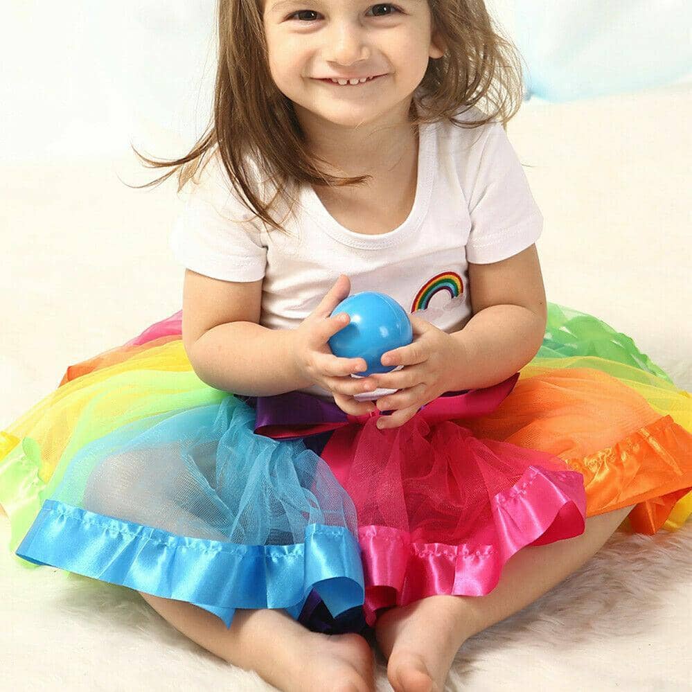 Girls Rainbow Tutu Skirt with Ribbon Bow - Medium, Length 26 cm - view 4