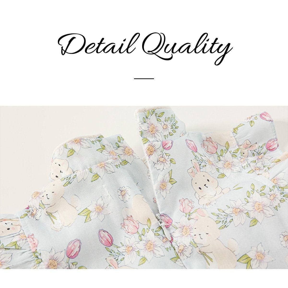 Girls Summer Cheongsam Dress - 140cm, Rabbit Print - view 3