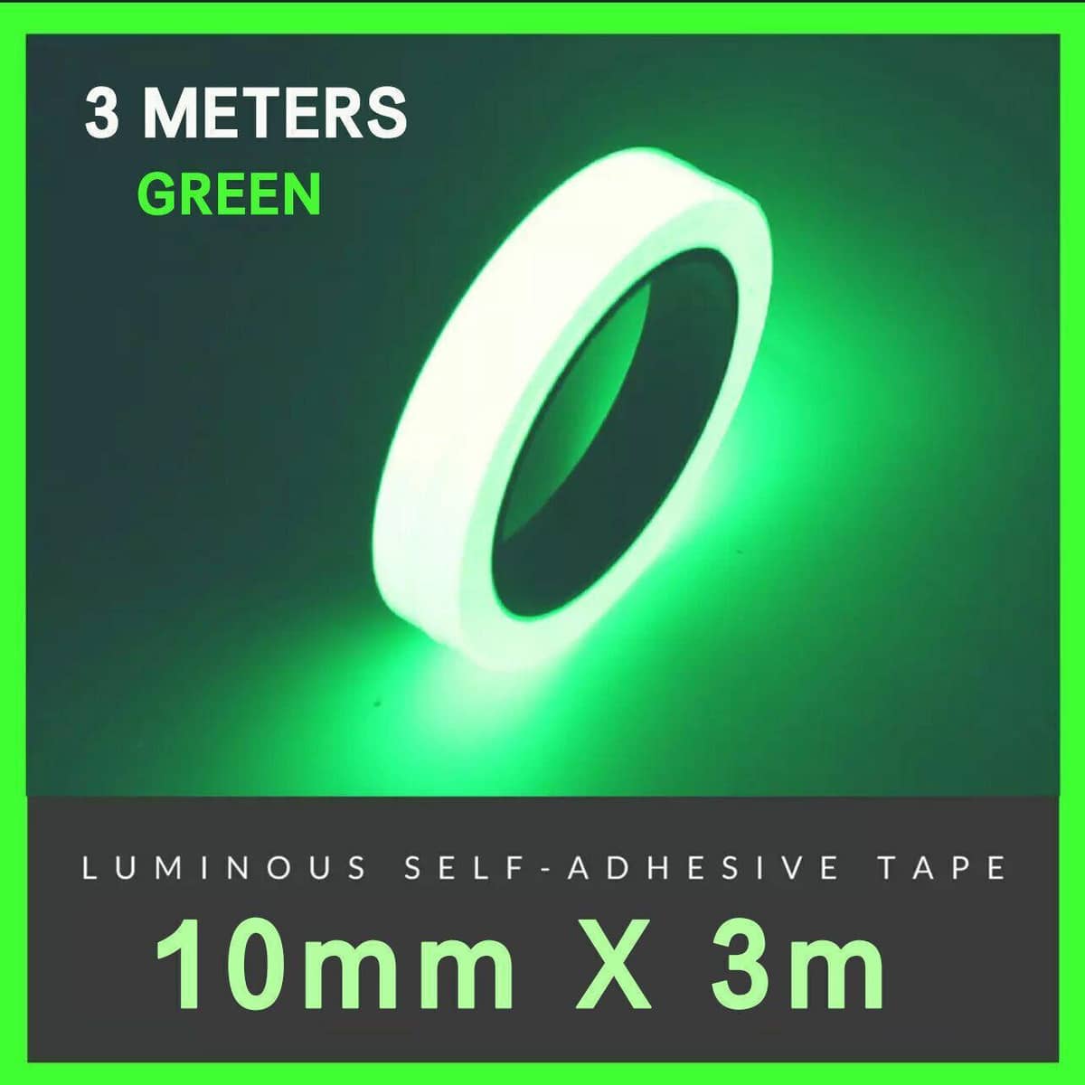Glow in the Dark Self-Adhesive Tape - Yellow, 1cm x 3m - view 3