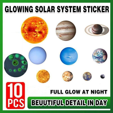 Glow in the Dark Solar System Wall Stickers, Pack of 10