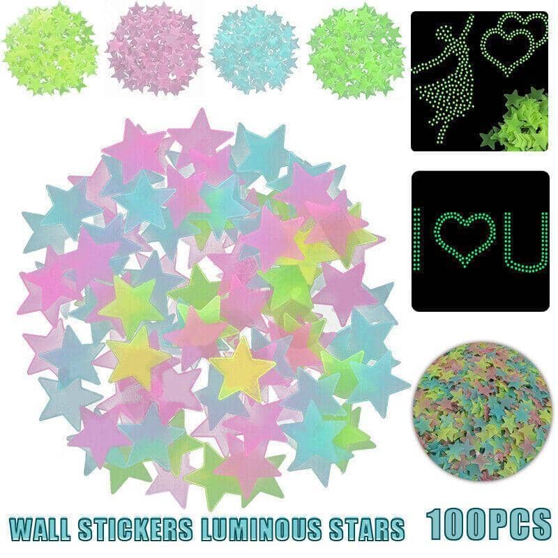 Glow in the Dark Star Wall Stickers, Pack of 100 - Blue - view 2