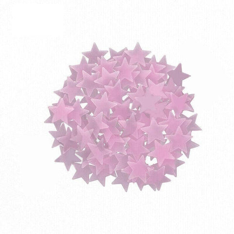 Glow in the Dark Star Wall Stickers, Pack of 100 - Pink