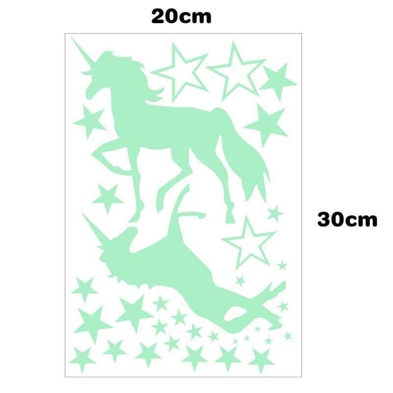 Glow in the Dark Unicorn Wall Stickers, Green, 20 x 30 cm - view 5