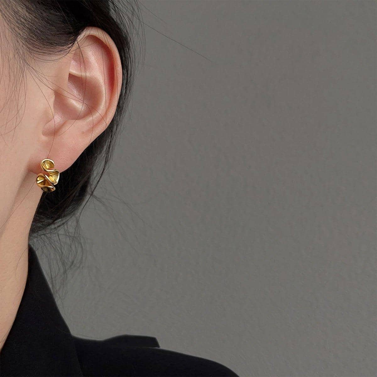 Gold Abstract Stud Earrings, Copper Alloy for Women - view 4