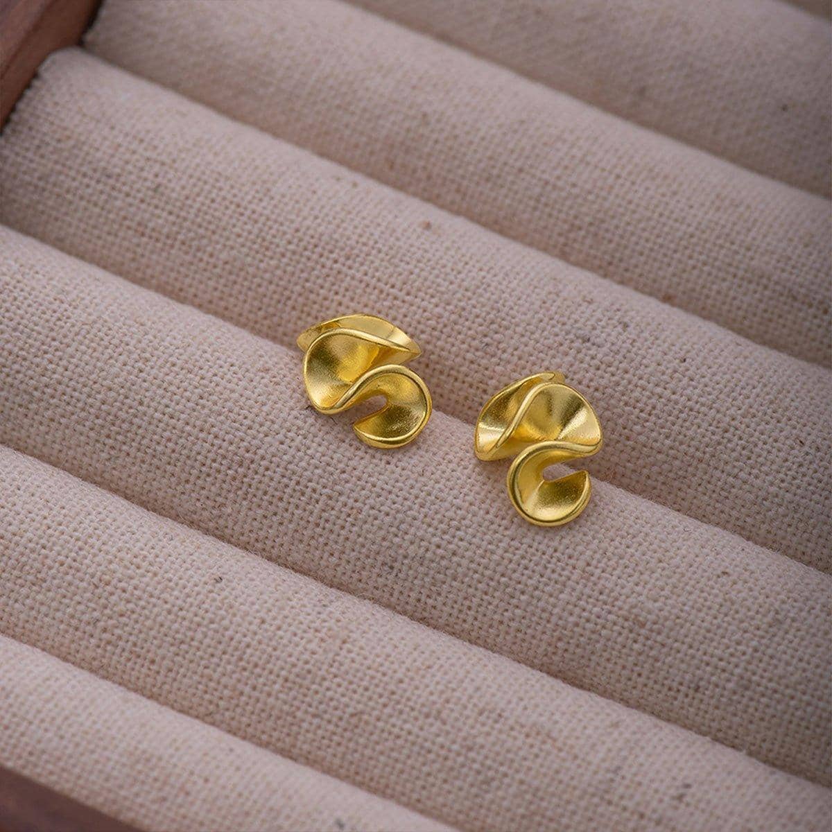 Gold Abstract Stud Earrings, Copper Alloy for Women - view 5