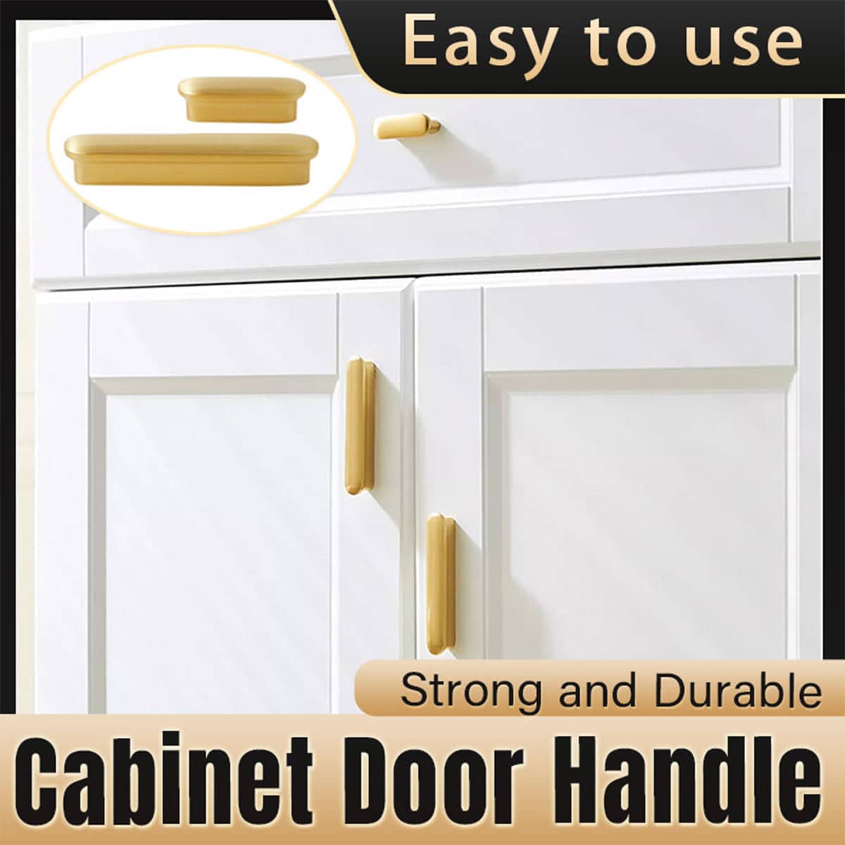 Gold Cabinet Handle - 6.4cm Hole Spacing, 8.8cm Long - view 2