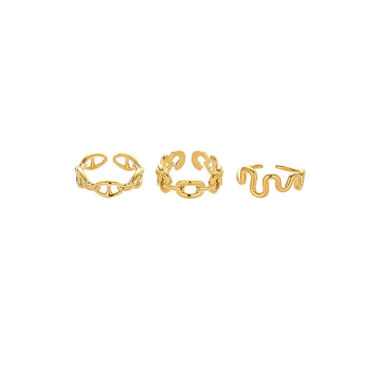 Gold Chain Link Ring for Women - Style 3, Size 7 - view 3