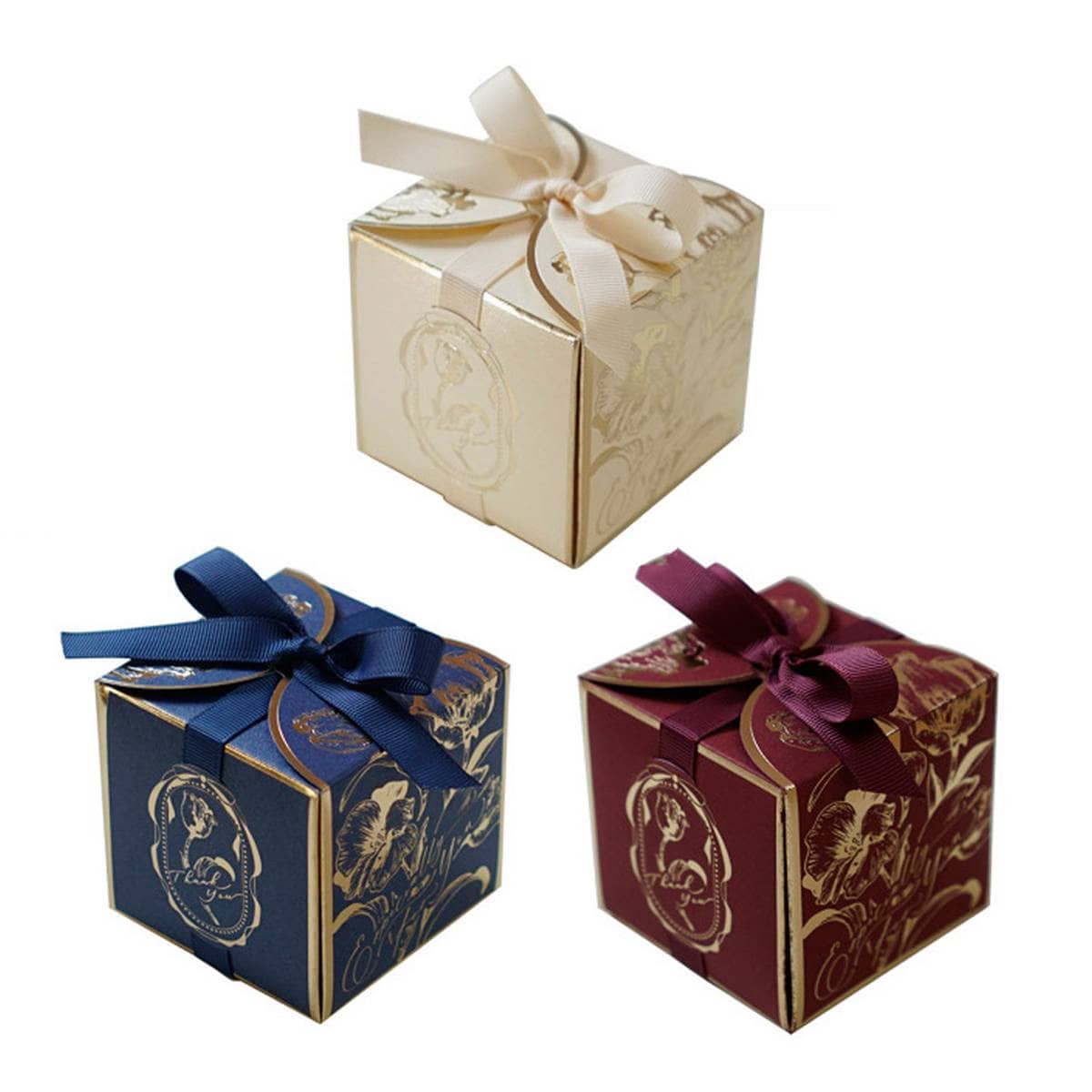 Gold Foil Floral Candy Boxes - Navy Blue, Pack of 30 - view 3