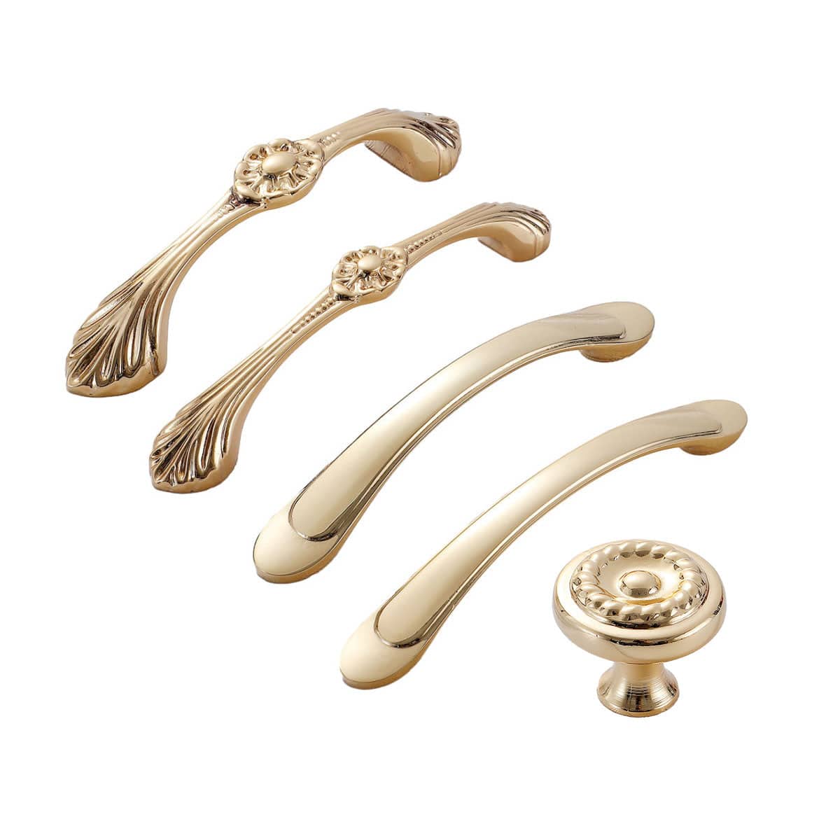 Gold Ornate Cabinet Pull Handle, Floral Centre, Pure Copper - 96 mm Hole Spacing - view 3