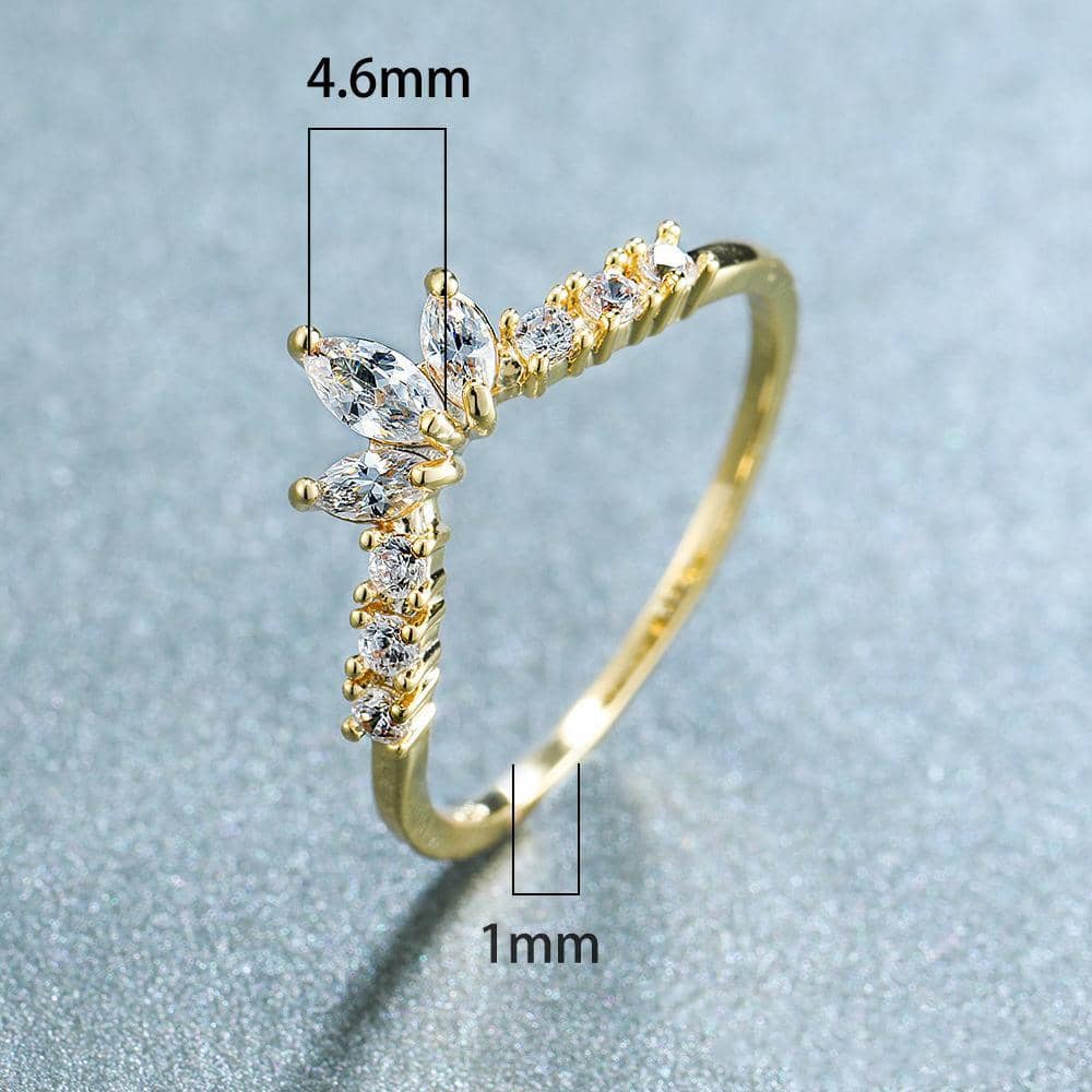Gold Oval Ring with Brilliant-Cut Stones for Women - US Size 7 - view 4