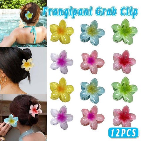 Gradient Multicolour Flower Hair Clips, 12 Pack - 8cm
