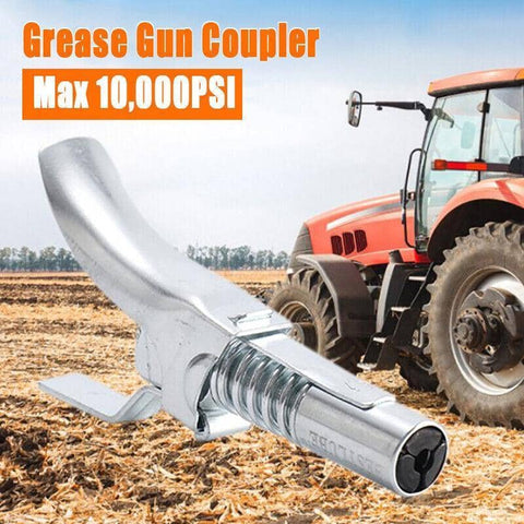 Grease Gun Coupler Quick Release One Hand - 1/8 NPT Fitting, 10,000 PSI