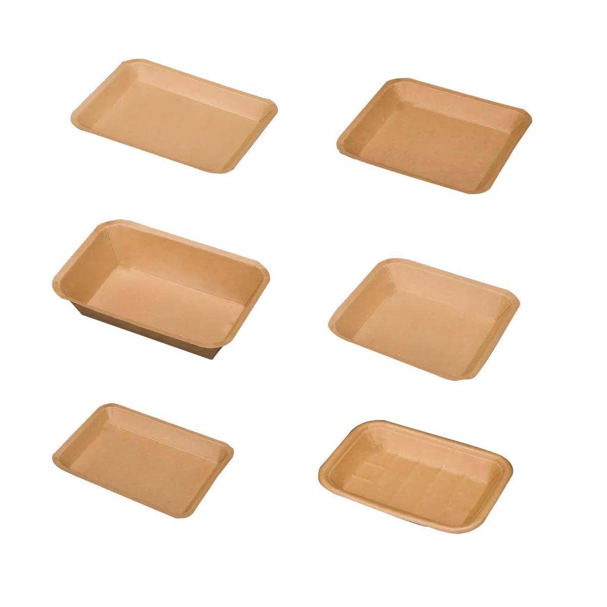 Greaseproof Kraft Paper Food Trays - 400 ml, Pack of 100 - view 3