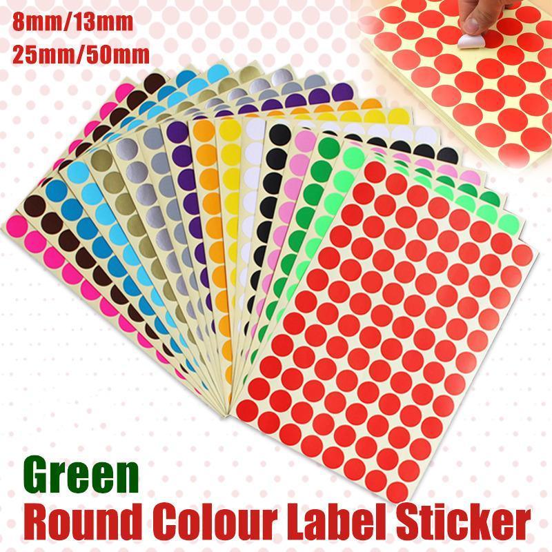 Green Sticker Dots Adhesive Round Labels - 13mm, 132 Dots per Sheet, 1 Sheet - view 2