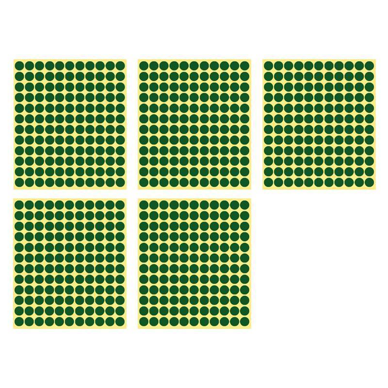 Green Sticker Dots Adhesive Round Labels - 13mm, 132 Dots per Sheet, 5 Sheets