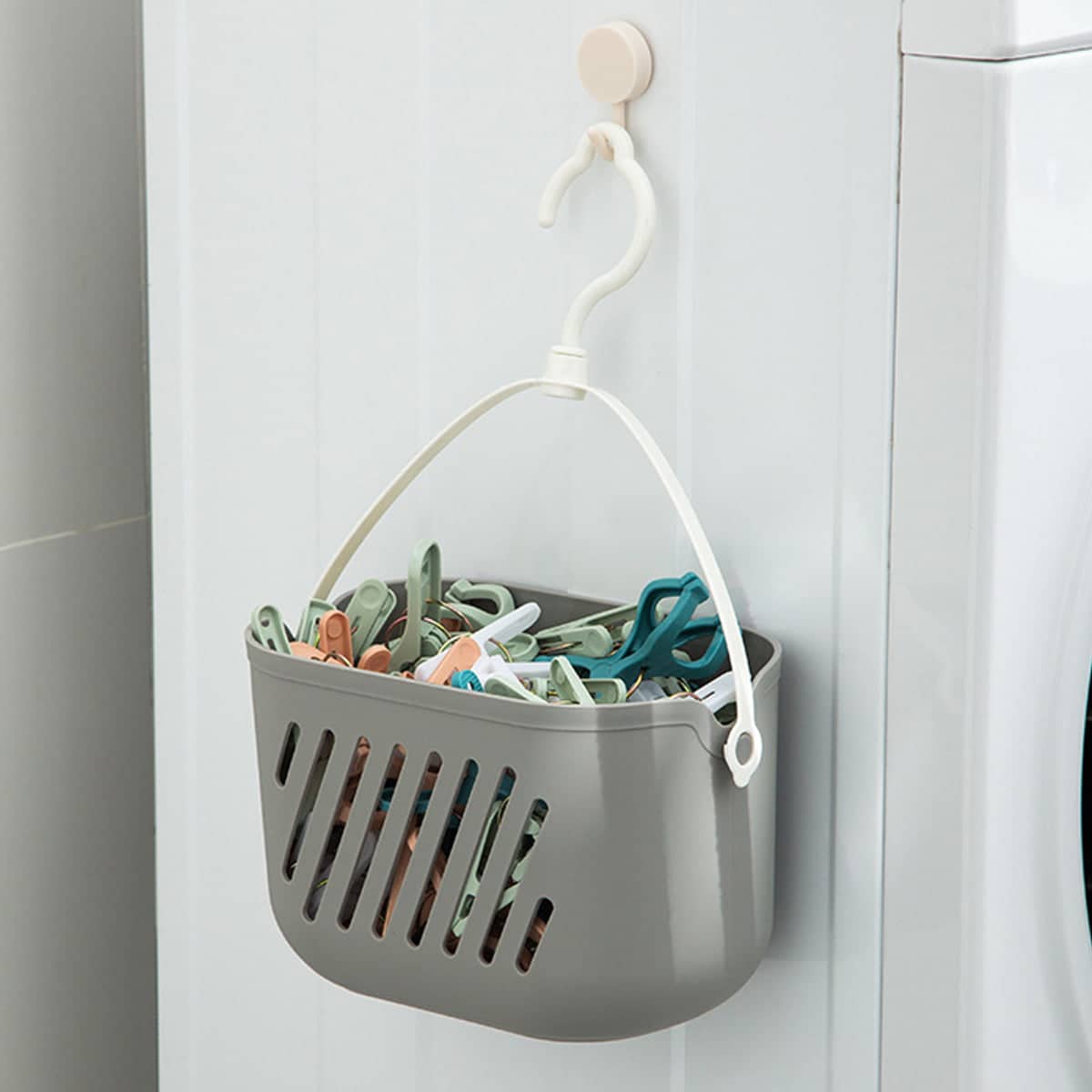 Grey Bathroom Hanging Basket for Shower Gel and Shampoo, Suspended Sink Storage - view 5