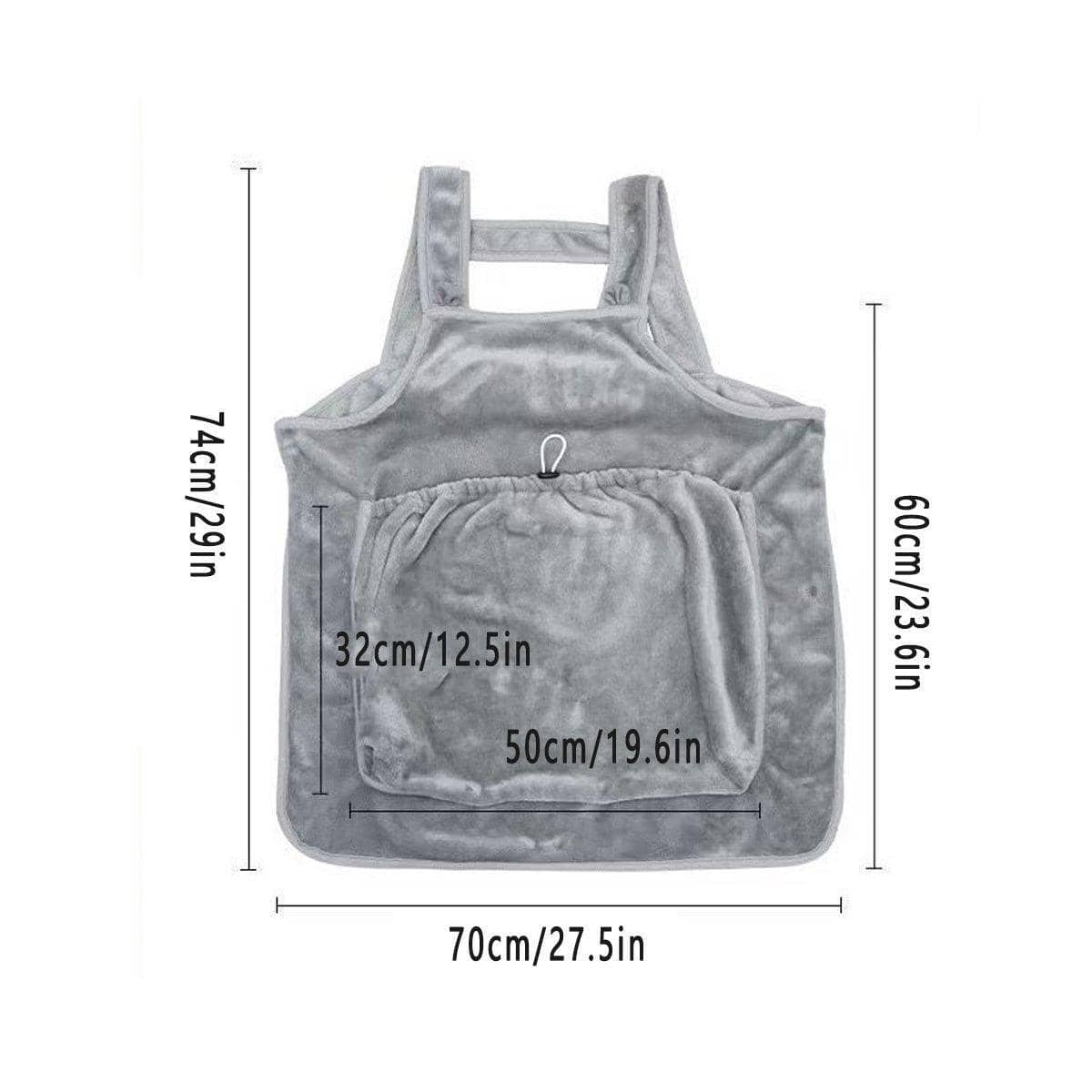 Grey Cat Grooming Apron, Kangaroo Style Non-Stick Bib - view 3