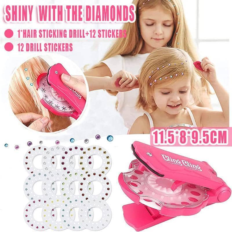 Hair Gem Stapler Kit for Girls - Diamond Sticker, Pack of 12 - view 2