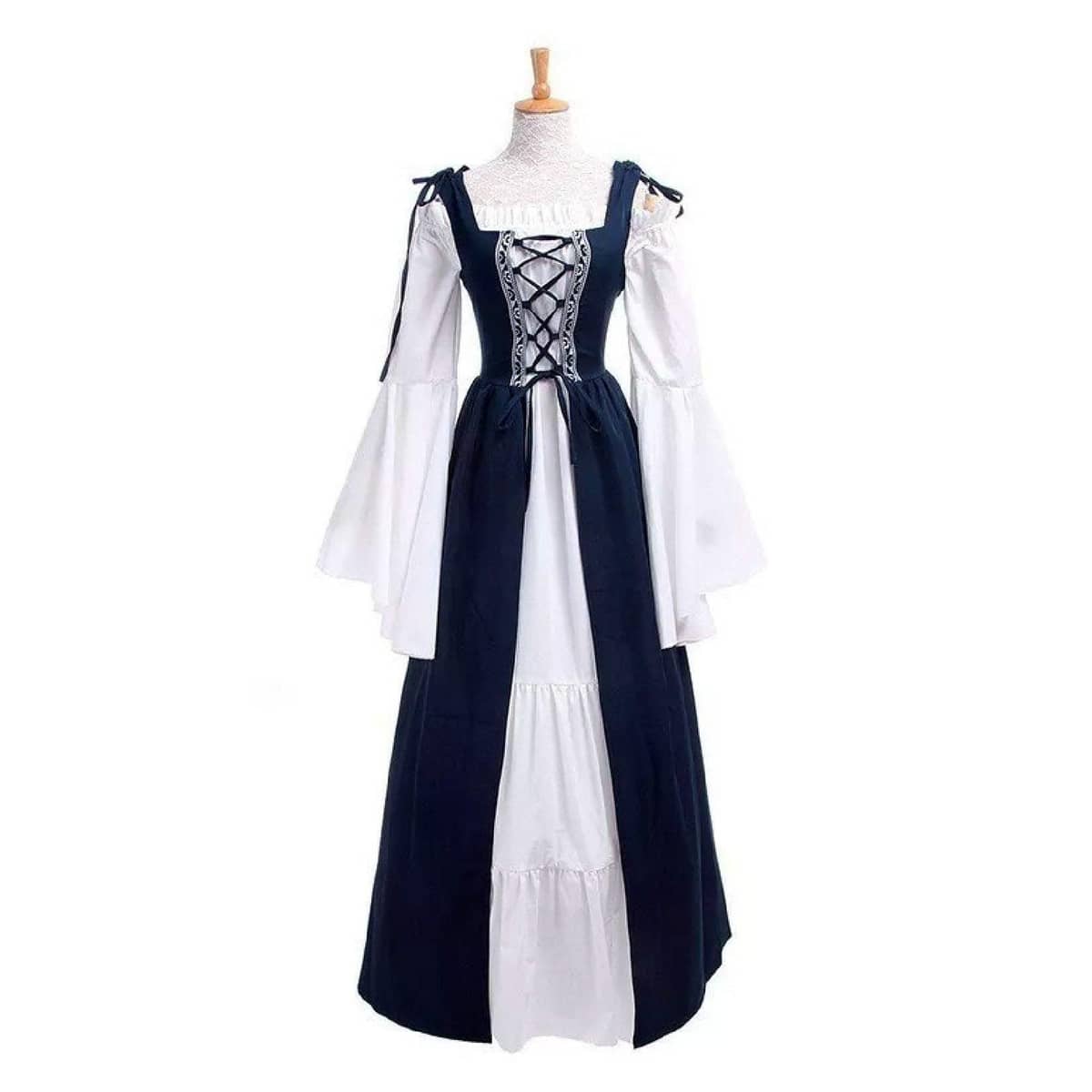 Halloween Medieval Renaissance Dress Costume - Blue, Size XL (Bust 98 cm)